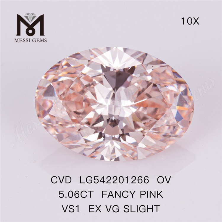 5.06ct vs1 EX VG Ligero Color rosa elegante Diamante cultivado en laboratorio de alta calidad 