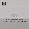 Diamante de laboratorio VS1 de color G de 2,01 quilates, diamante suelto CVD de talla redonda