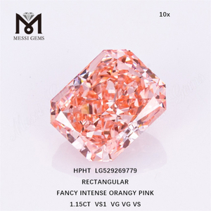 1.15CT RECTANGULAR FANCY ROSA NARANJA INTENSO VS1 diamante de laboratorio HPHT LG529269779
