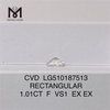 1.01CT RECTANGULAR MODIFICADO BRILLANTE Corte F VS1 EX CVD Diamante cultivado en laboratorio Certificado IGI