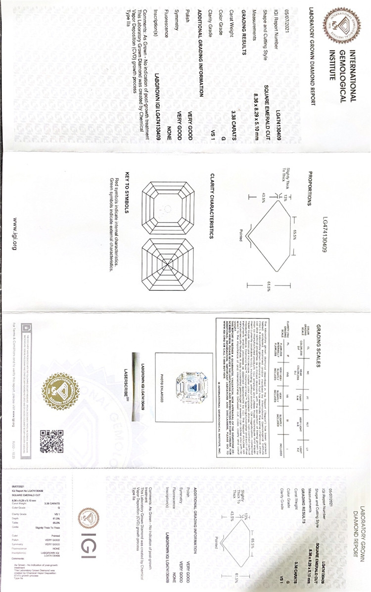 3.38ct COMO 3ct diamante sintético barato cvd diamante precio al por mayor