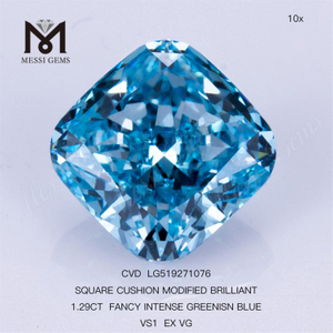 1.09CT CUADRADO FANCY BLUE VVS2 EX VG diamante de laboratorio CVD LG519271080 