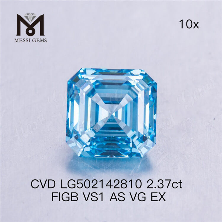 2.37ct Asscher Cut VS diamante sintético azul 7.10X7.03X4.89MM