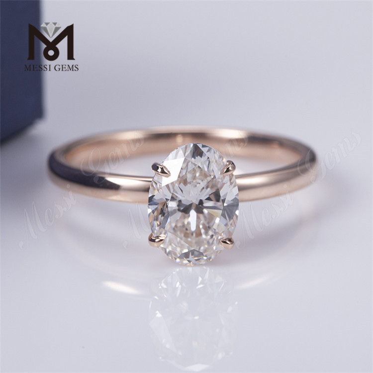 anillo de diamante solitario de oro rosa