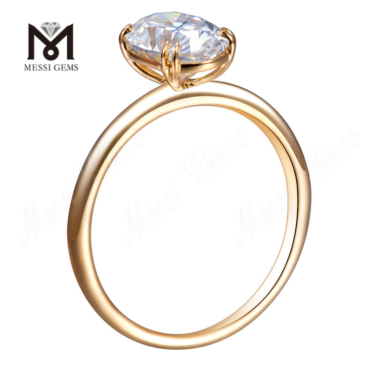 Anillo de diamante solitario de oro blanco/rosa de forma ovalada de 1,5 quilates