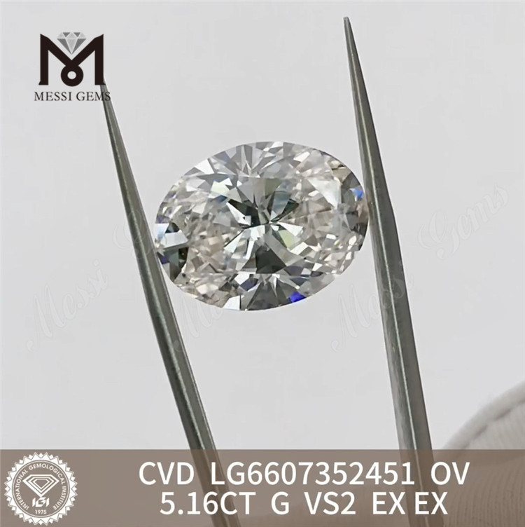 5.16CT G VS2 OV Los mejores diamantes cultivados en laboratorio IGI CVD para venta al por mayor LG6607352451 丨 Messigems