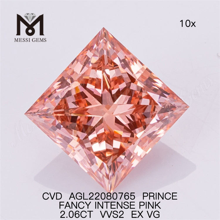 2.06ct Diamantes de laboratorio al por mayor Rosa VVS2 EX VG PRINCE FANCY INTENSE PINK CVD AGL22080765