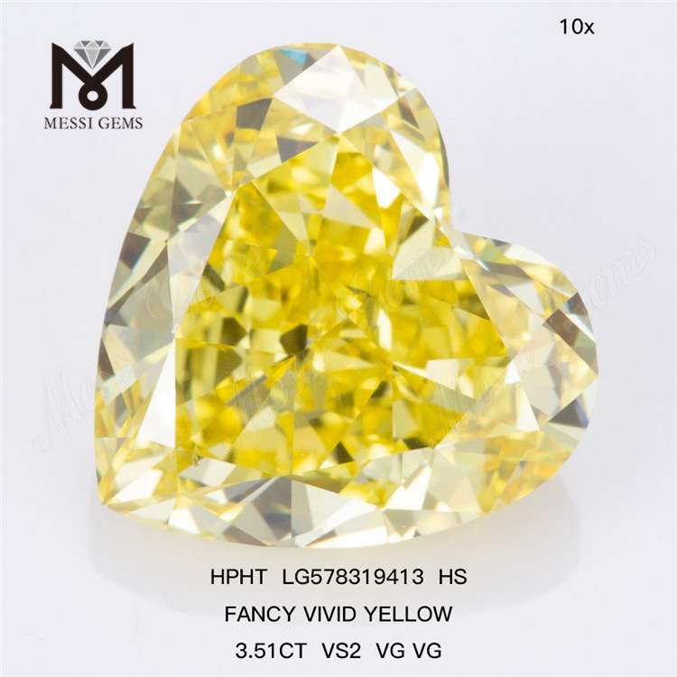 3.51CT HS FANCY VIVO AMARILLO VS2 VG VG Diamante HPHT elegante LG578319413