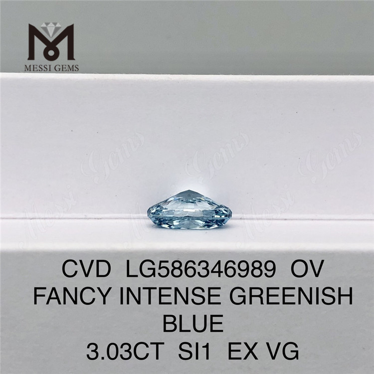 3ct Azul OV Diamante Precio SI1 EX VG FANCY INTENSO VERDE AZUL Diamante CVD LG586346989