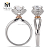 Diseño de lujo personalizado para mujer, joyería de boda, anillo de compromiso de halo redondo de 14k y 18k