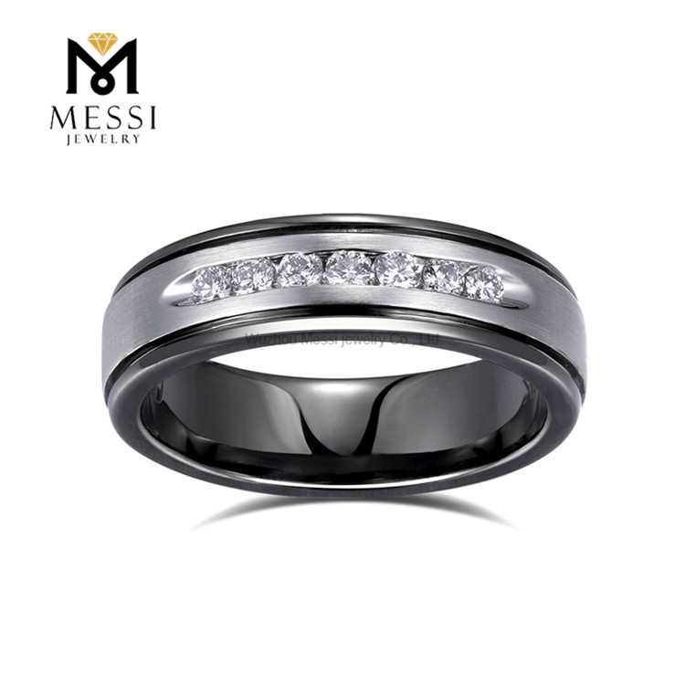 Anillo negro de oro de 18 quilates, 11g, 2mm, anillos de hombre con diamantes de laboratorio para boda