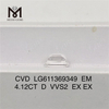 4.12CT D diamantes fabricados sueltos de talla esmeralda de 4ct VVS2 LG611369349 丨Messigems