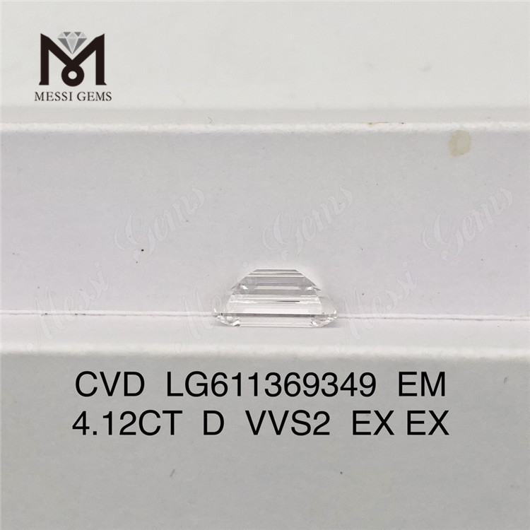 4.12CT D diamantes fabricados sueltos de talla esmeralda de 4ct VVS2 LG611369349 丨Messigems