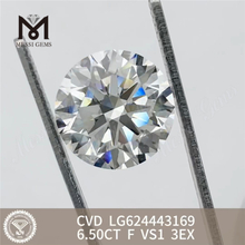 6.50CT F VS1 3EX CVD Diamantes fabricados sueltos redondos LG624443169 丨Messigems