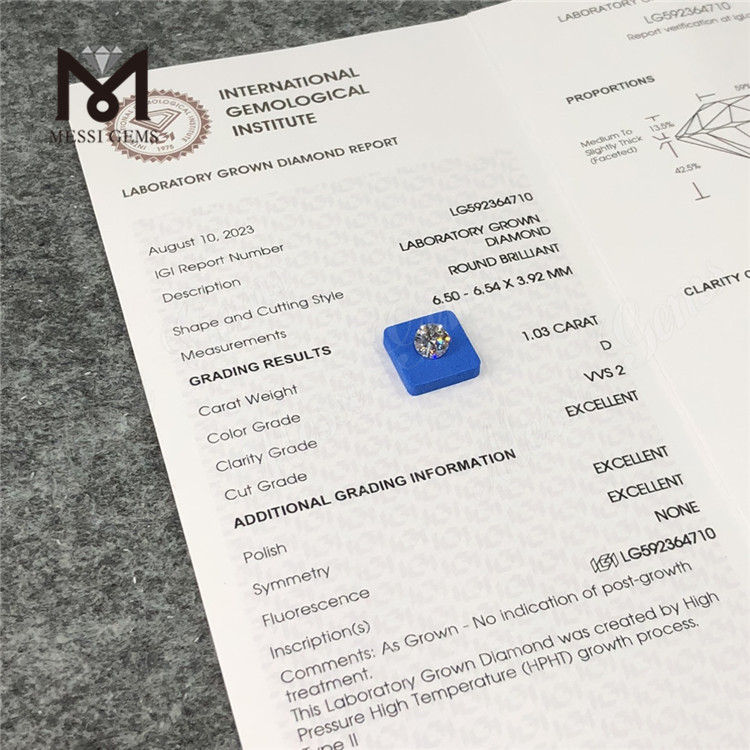 1.03CT D VVS2 3EX diamantes hthp al por mayor LG592364710 