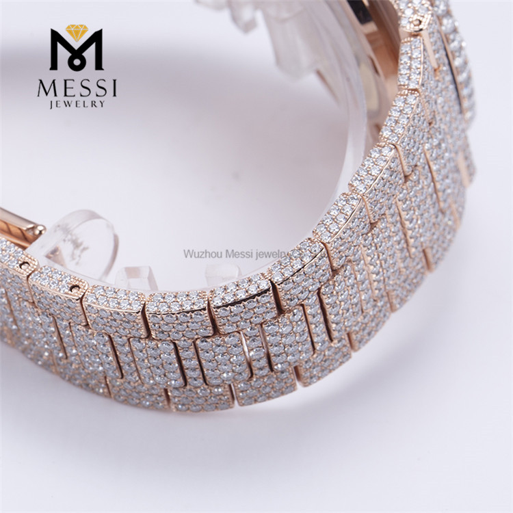 Auricular brillante de acero inoxidable helado VVS Los mejores relojes Moissanite