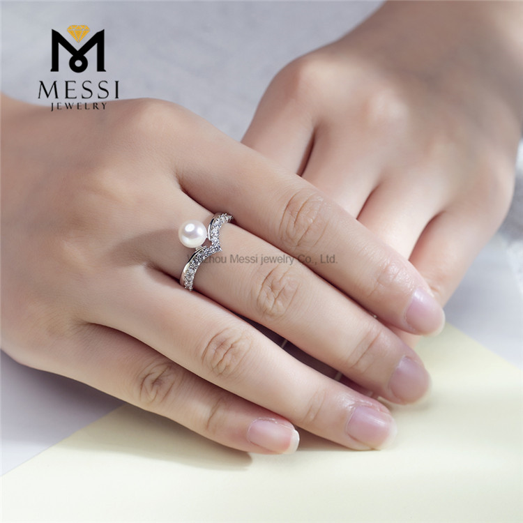 Anillos de perlas de agua de mar de boda S925 akoya para su día especial