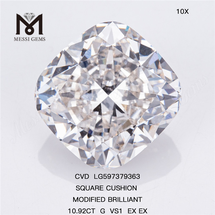 10.92CT G VS1 EX EX COJÍN CUADRADO Diamantes de laboratorio CVD LG597379363 丨Messigems