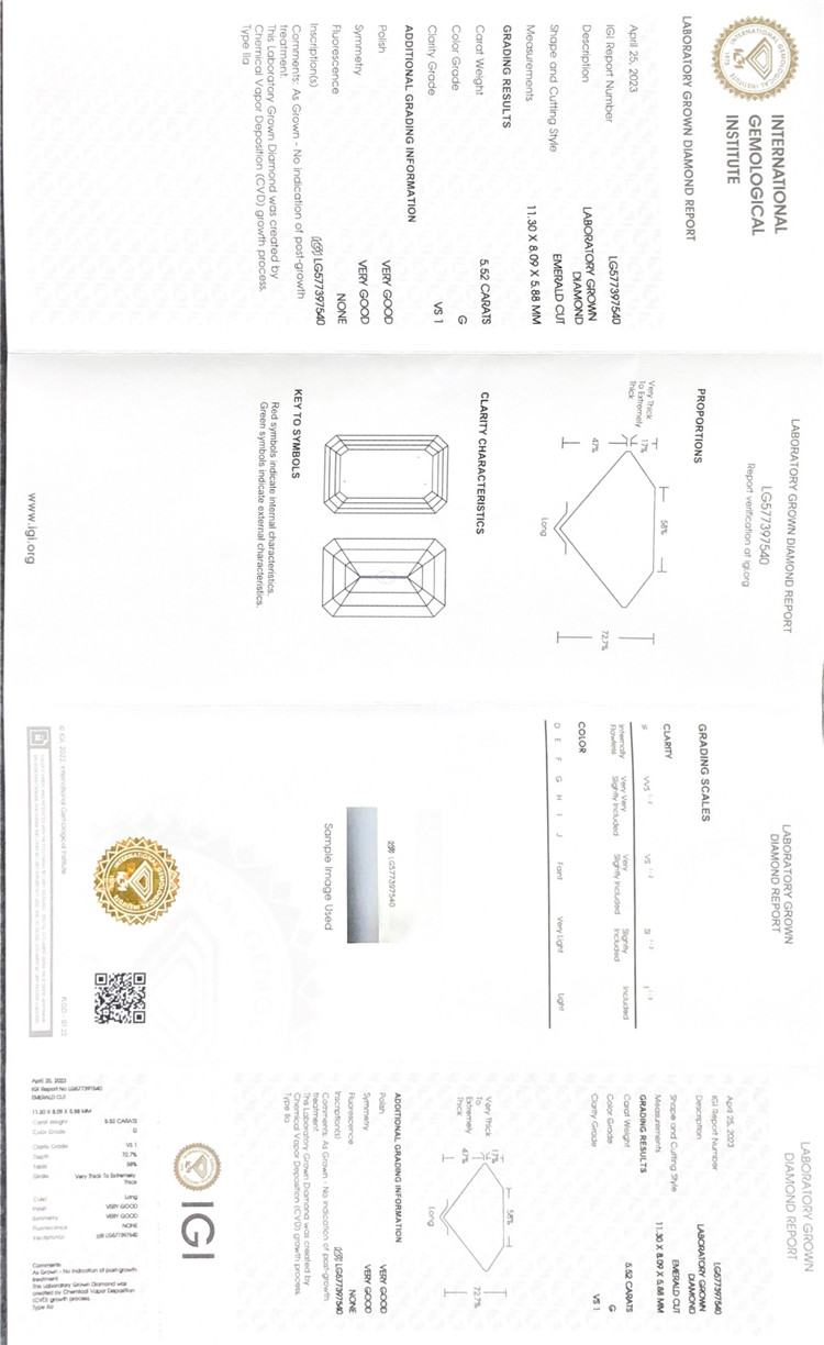 Diamantes simulados IGI de 5.5ct IGI