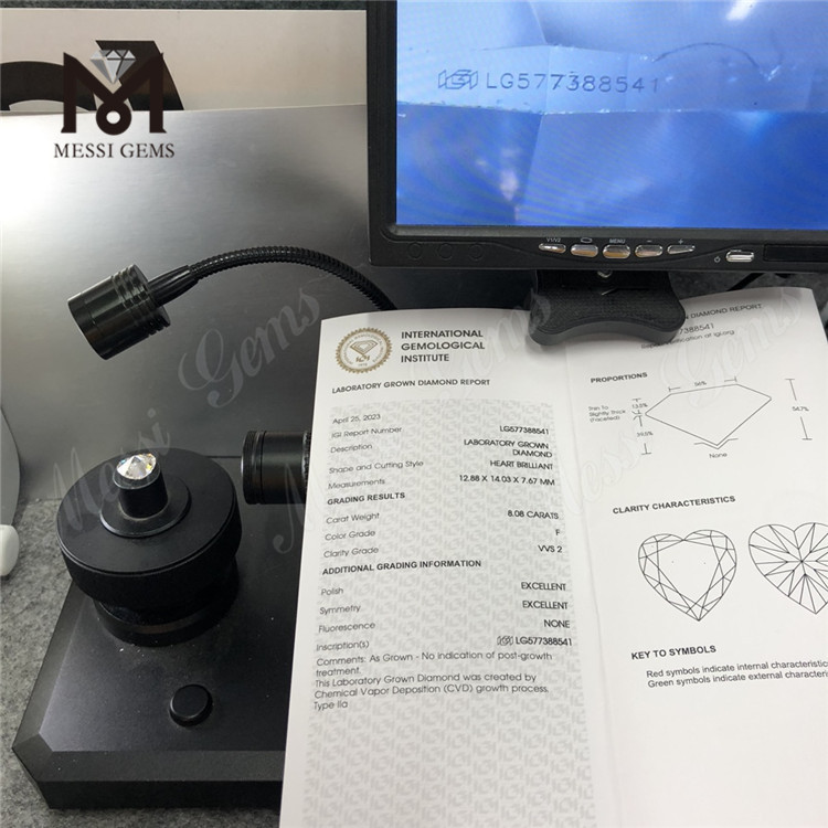 8.08ct F VVS2 EX HS CONSEJO CVD Diamantes fabricados LG577388541 丨 Messigems