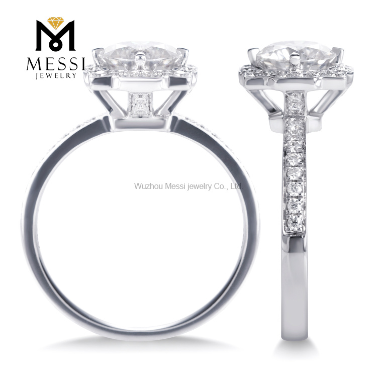 Moissanite Anillo de bodas 14k oro blanco 1ct anillo de bodas de oro