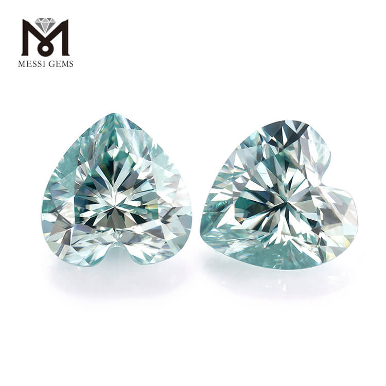 Corte de corazón 8 * 9 mm Teal moisanita suelta proveedor de piedras preciosas al por mayor