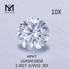 2,30 quilates D VVS2 EX corte diamantes redondos de laboratorio HPHT