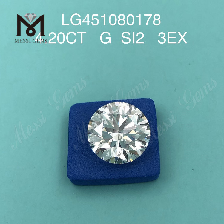 4,2 ct G SI2 RD 3EX Diamantes cultivados en laboratorio de grado de corte de 4 quilates