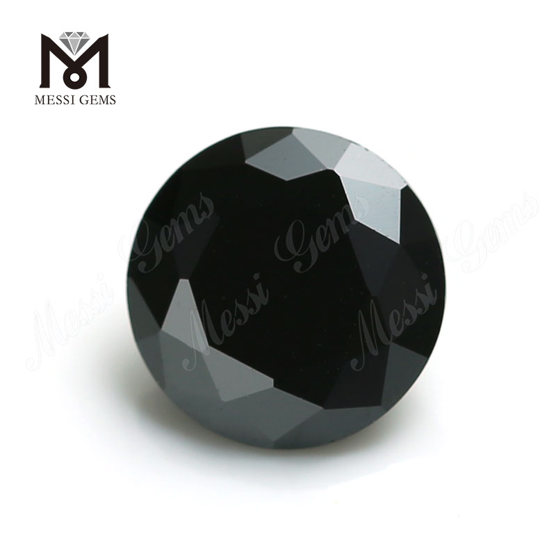Piedra de circonita cúbica balck de alta calidad a precio de fábrica, piedra preciosa suelta CZ de corte redondo