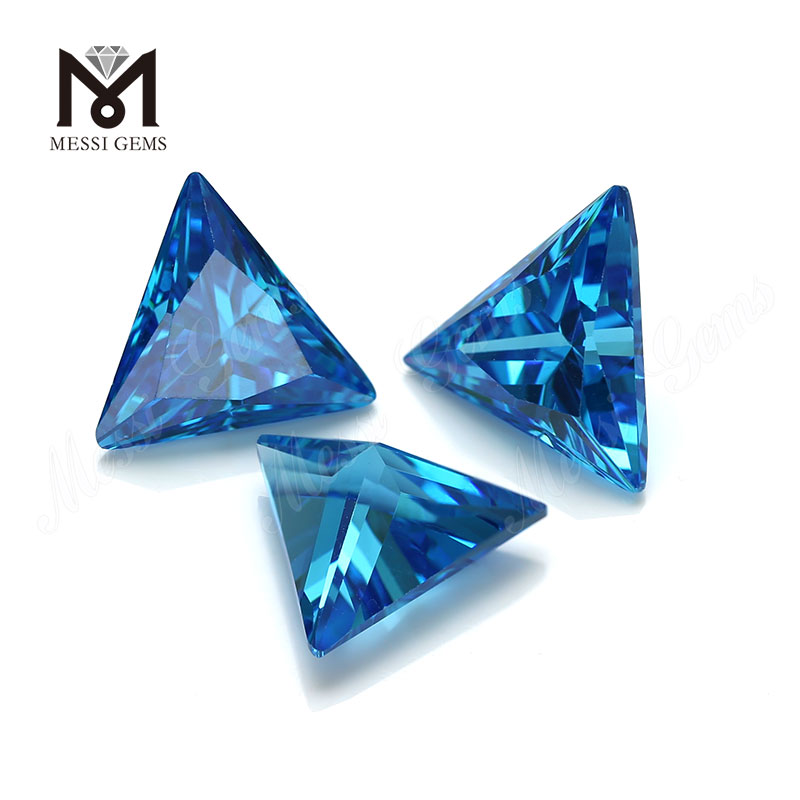 Piedras de zirconia cúbica en forma de triángulo marino Aqua 12x12mm CZ gemas sueltas
