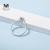 Anillos de moda chapados en oro blanco de 1 ct, joyería para mujer, anillo de plata de ley 925
