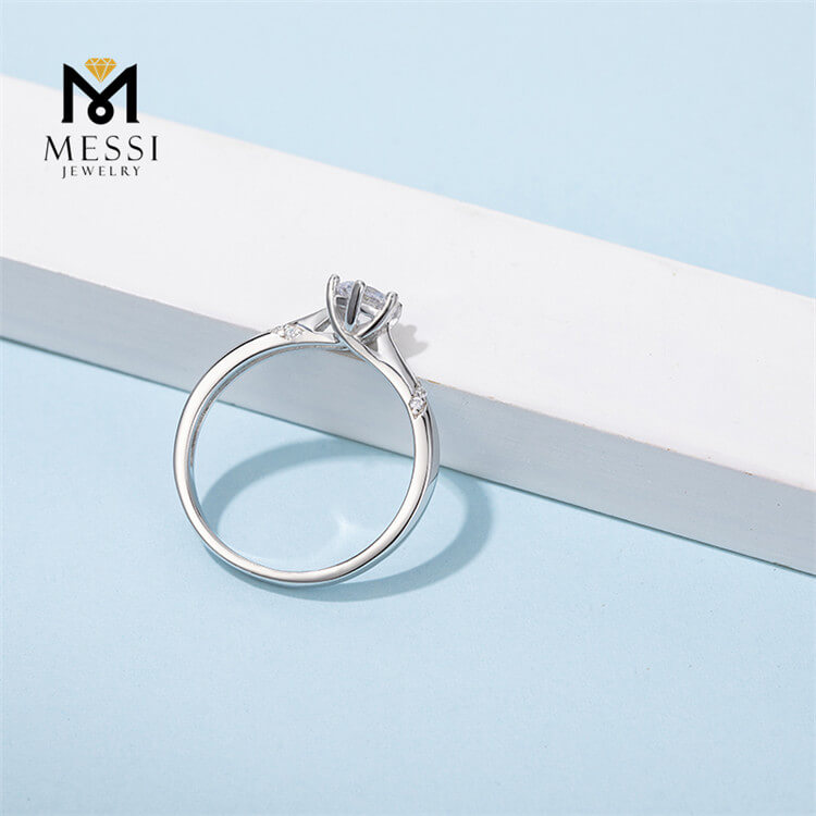 Anillos de moda chapados en oro blanco de 1 ct, joyería para mujer, anillo de plata de ley 925