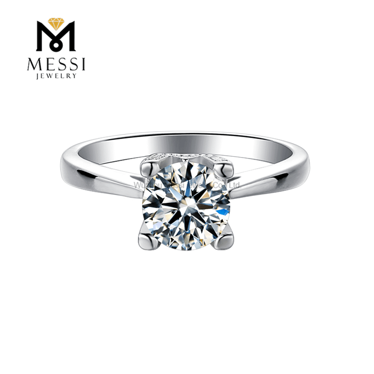 Venta al por mayor de anillos chapados en oro de 14k y 18k, anillo de plata de ley 925, anillo de moissanita de 1 quilate