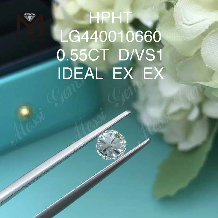 0.55CT D/VS2 diamantes redondos cultivados IDEAL