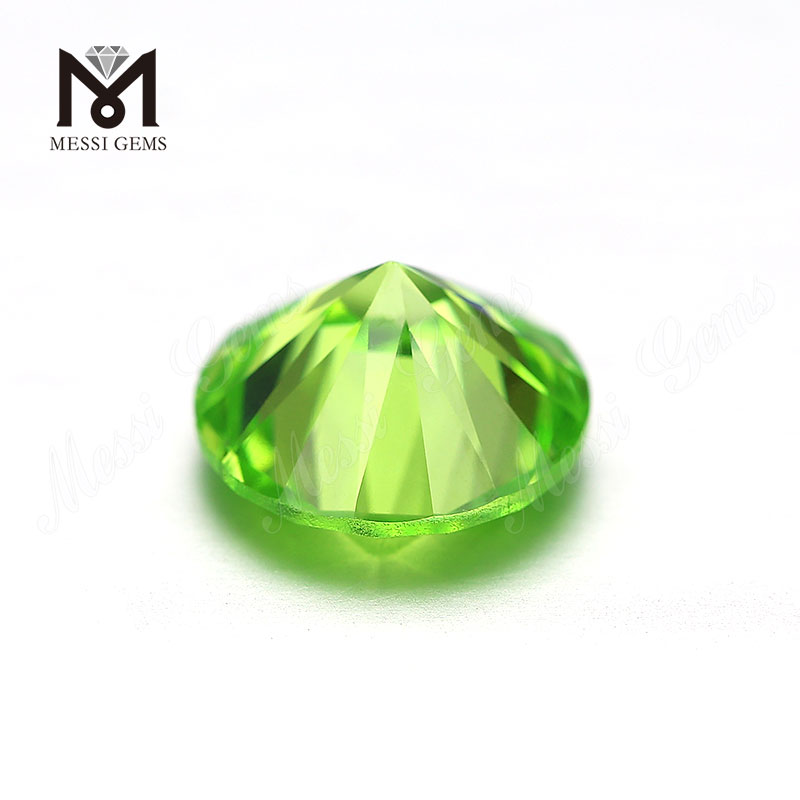 Fábrica de piedra sintética cz 8.0mm redondo color verde manzana cubci zirconia