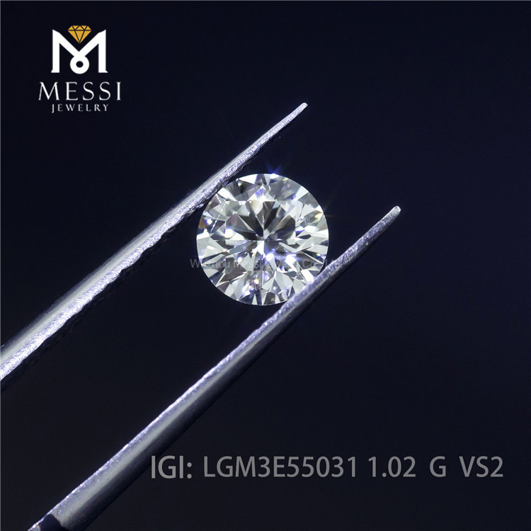 Diamante de laboratorio de talla redonda de color G de 1,02 ct Diamante sintético VS2