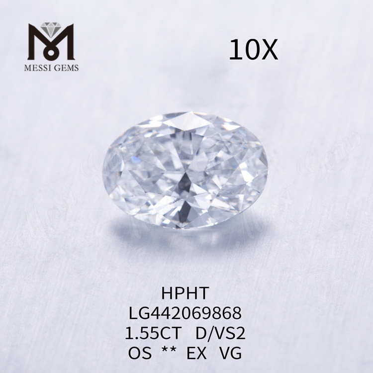 Diamante cultivado en laboratorio OVAL BRILLIANT D de 1,55 quilates 1,5 quilates