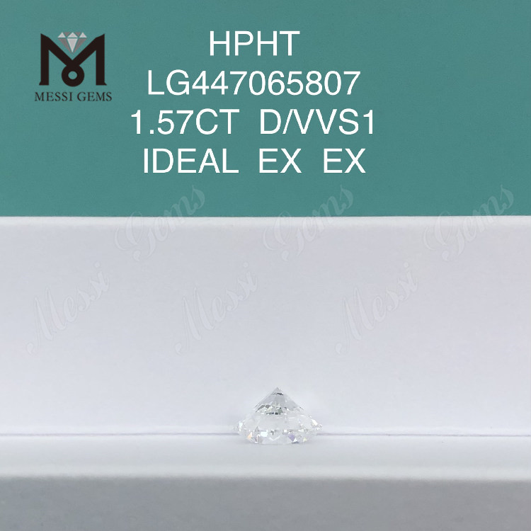 1,57 quilates D VVS1 Redondo IDEAL Cortar diamantes cultivados en laboratorio HPHT