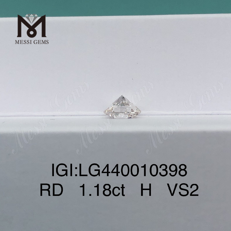 Diamante cultivado en laboratorio H VS2 3EX de 1,18 quilates Redondo 
