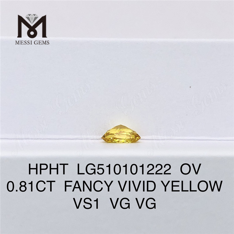Precio de fábrica de diamantes sintéticos HPHT en forma de OV de diamante de laboratorio Vs amarillo vivo de lujo de 0,81 quilates