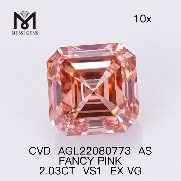 2.03CT CVD FANCY PINK VS1 EX VG COMO diamante de laboratorio AGL22080773