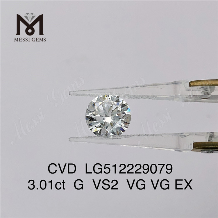  3.01CT G cvd diamante al por mayor vs precio al por mayor de diamantes hechos por el hombre