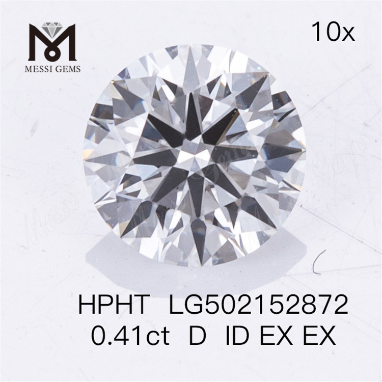 Diamantes de laboratorio de forma redonda HPHT D ID EX EX de 0,41 quilates