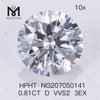 0.81CT HPHT Diamante D VVS2 3EX Diamantes de laboratorio 