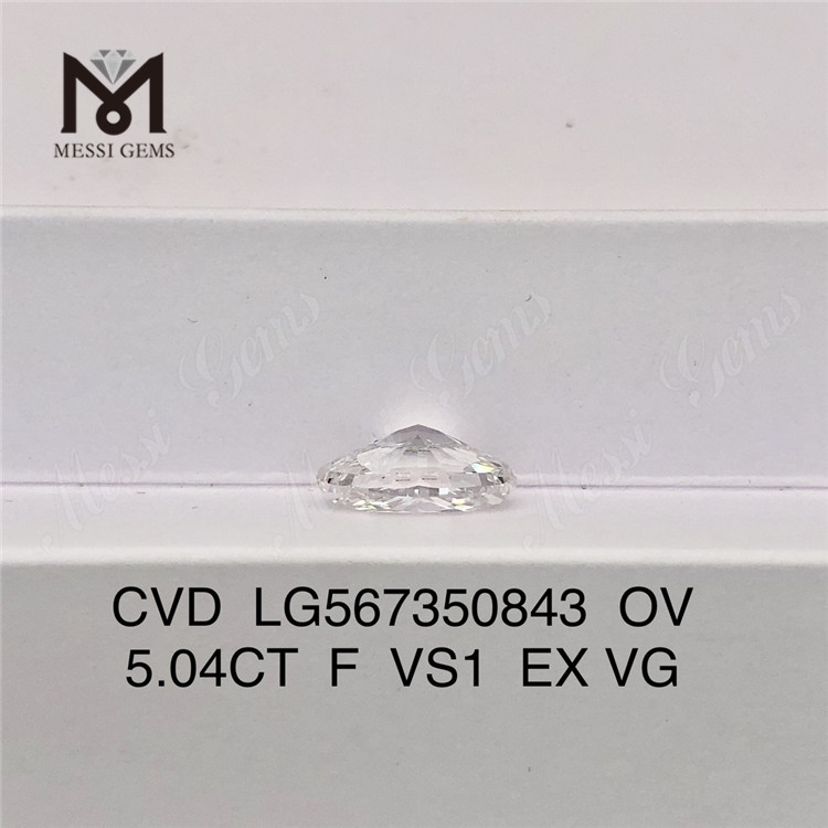 5.04CT F VS1 EX VG CVD diamante cultivado en laboratorio OV LG567350843 