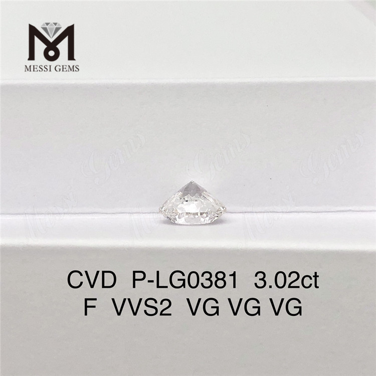 3.02ct F VVS2 VG VG VG Forma redonda CVD comprar diamante cvd P-LG0381