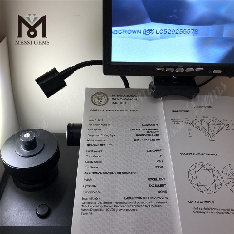 1.05ct H VS Diamante hecho por el hombre barato Ronnd Mejor diamante de laboratorio suelto CVD