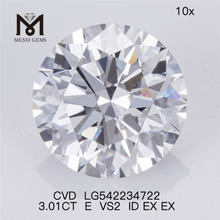 3.01CT E diamante de laboratorio suelto blanco venta al por mayor diamantes cultivados por el hombre de forma redonda