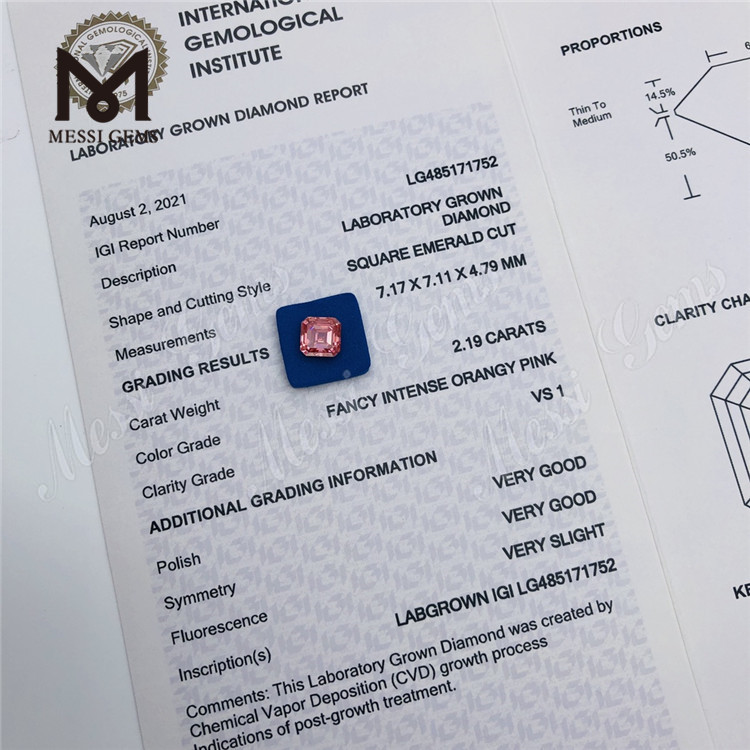 2.19CT FIOPINK VS1 AS VG VG diamante de laboratorio al por mayor CVD LG485171752