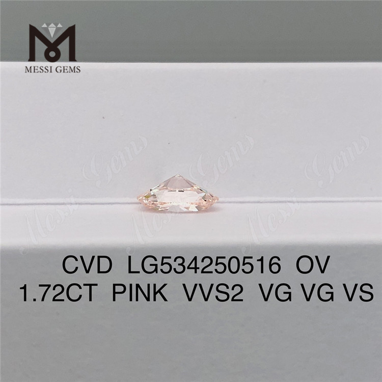 Precio barato de diamante de laboratorio de forma ovalada de diamante rosa vvs cvd de 1,72 quilates